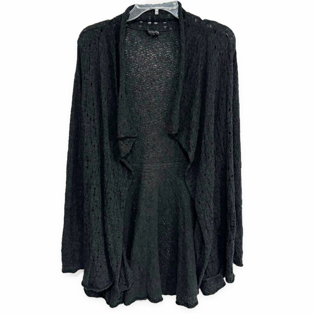 Eileen Fisher | Waterfall Open Cardigan Cotton Charcoal Size Petite Small